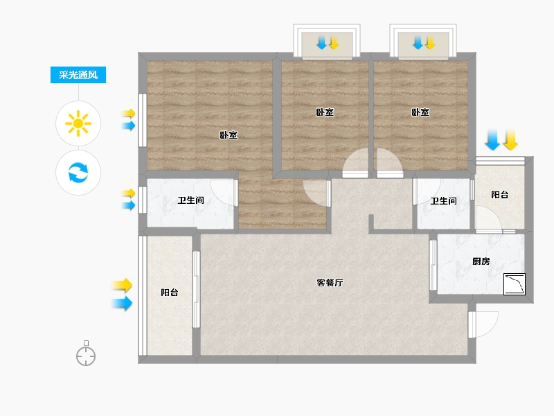 四川省-成都市-金地商置弘阳梵锦108-84.69-户型库-采光通风