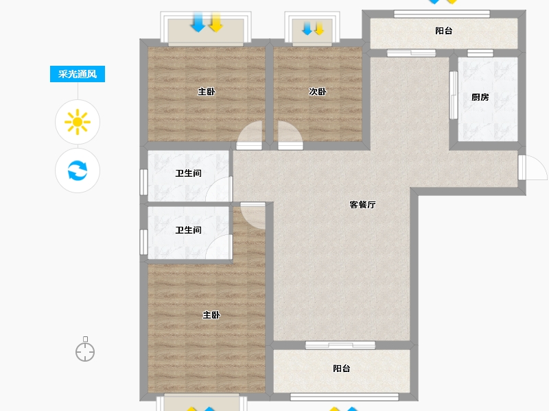 贵州省-遵义市-京尊三进堂-100.05-户型库-采光通风