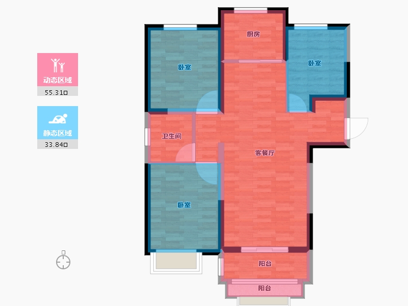 河北省-保定市-宏伟山水城四期御湖温莎-79.32-户型库-动静分区