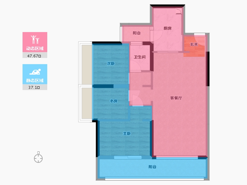 贵州省-贵阳市-天一观山阅-75.67-户型库-动静分区