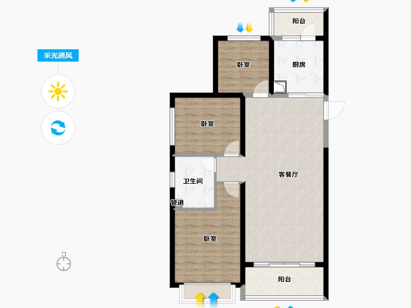 河北省-邯郸市-恒大御景半岛-92.44-户型库-采光通风