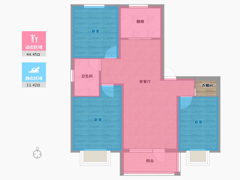 河北省-唐山市-碧桂园凤凰首府-68.65-户型库-动静分区