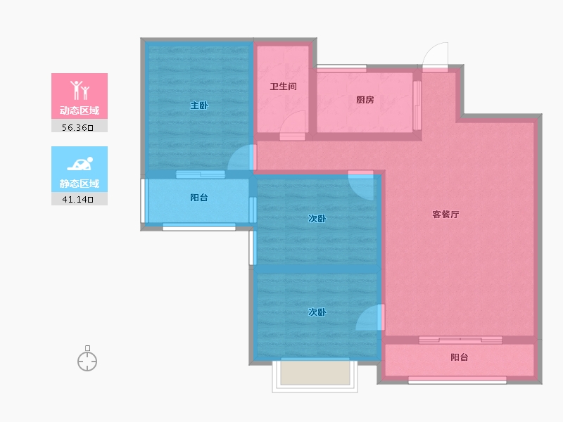 贵州省-遵义市-京尊三进堂-86.13-户型库-动静分区