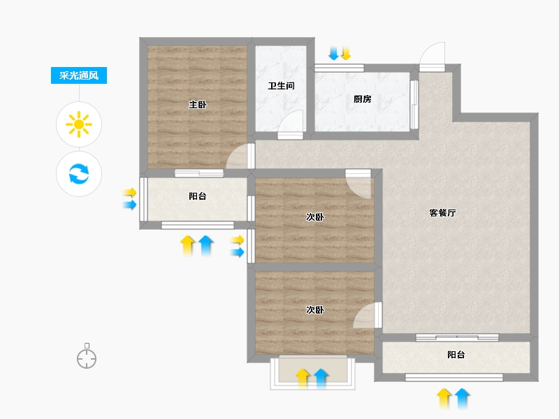 贵州省-遵义市-京尊三进堂-86.13-户型库-采光通风