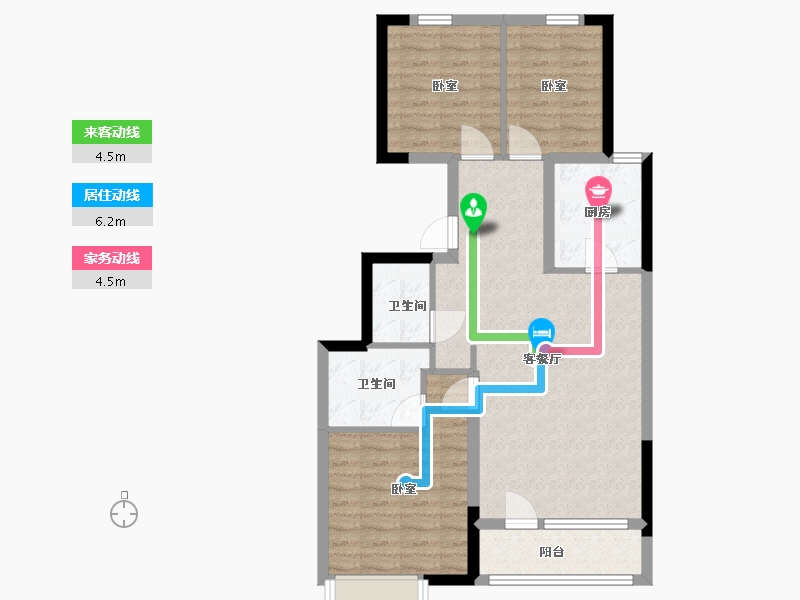 河北省-张家口市-京北橡树湾-77.00-户型库-动静线