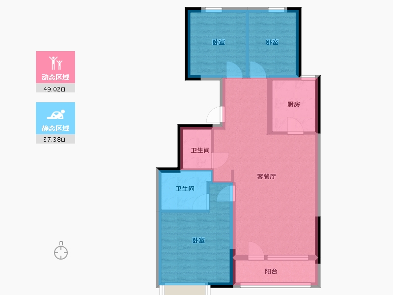 河北省-张家口市-京北橡树湾-77.00-户型库-动静分区