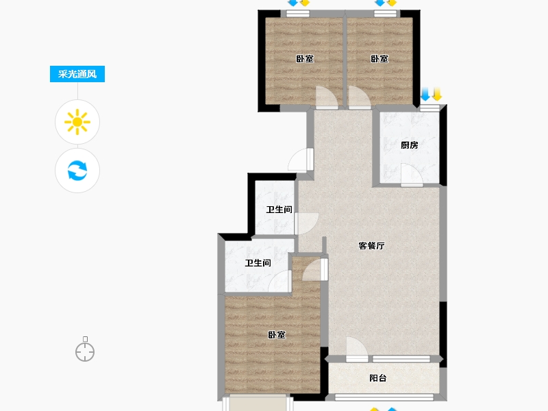 河北省-张家口市-京北橡树湾-77.00-户型库-采光通风