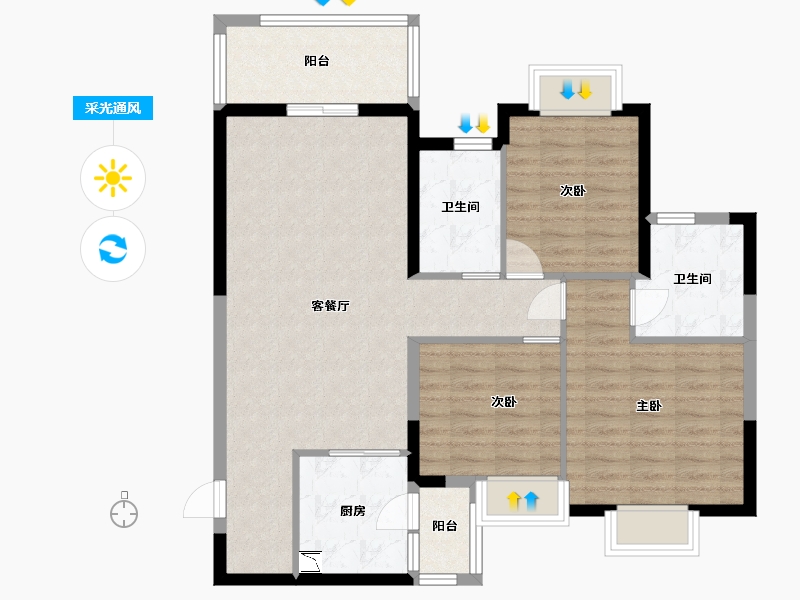 贵州省-贵阳市-贵阳恒大悦府-93.50-户型库-采光通风