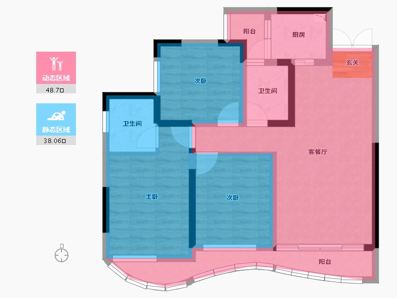 四川省-成都市-天府云城C区-75.46-户型库-动静分区