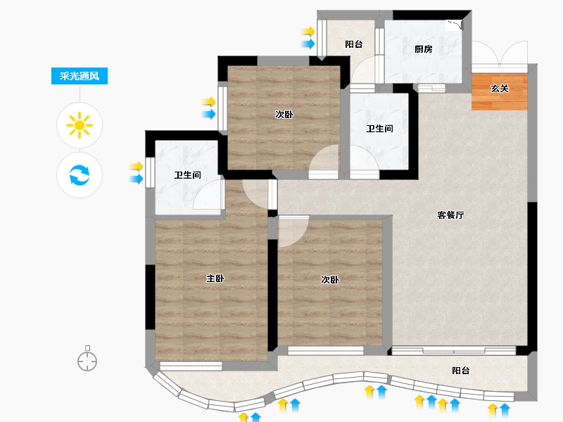 四川省-成都市-天府云城C区-75.46-户型库-采光通风