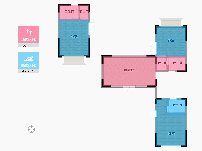 云南省-昆明市-滇池南湾未来城-75.87-户型库-动静分区