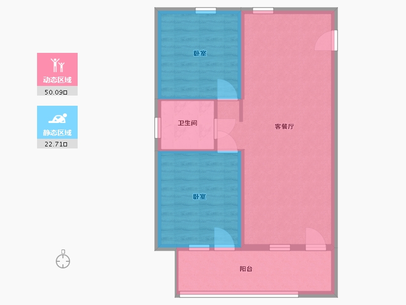 河北省-张家口市-下花园阿尔卡迪亚-65.48-户型库-动静分区