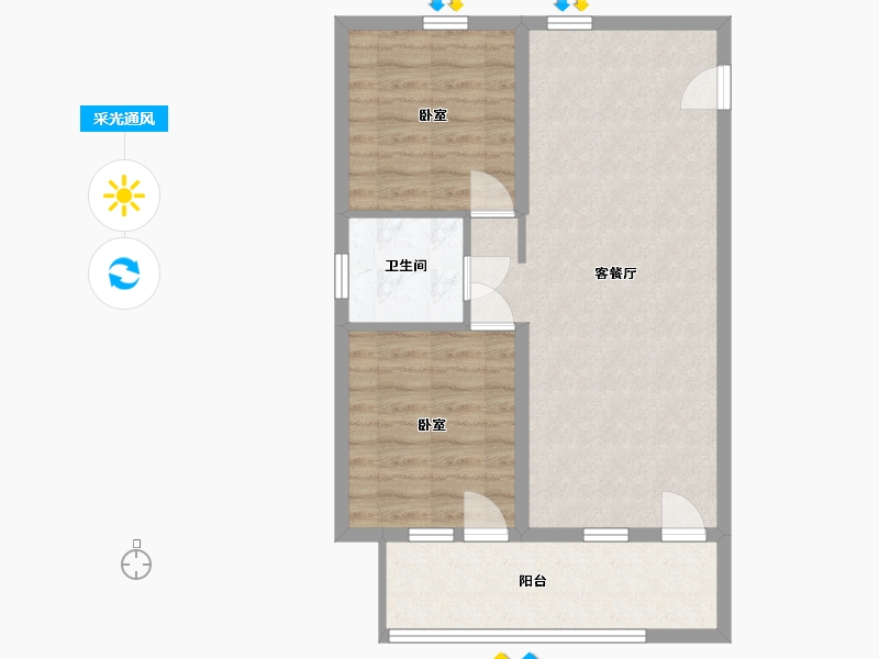 河北省-张家口市-下花园阿尔卡迪亚-65.48-户型库-采光通风