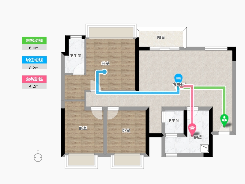 四川省-成都市-首钢蓉璟台花园-84.70-户型库-动静线