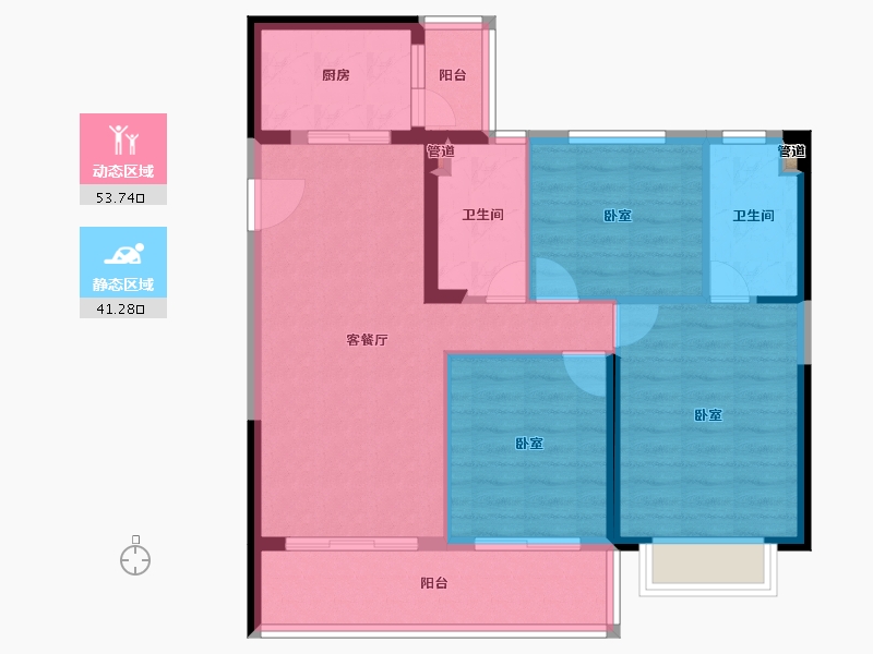 云南省-昆明市-海伦堡晋云府-85.47-户型库-动静分区