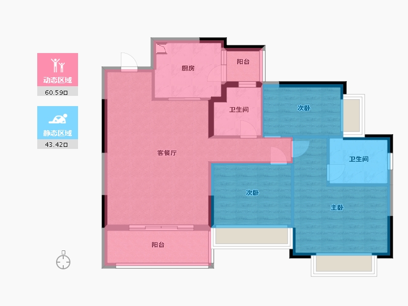 贵州省-贵阳市-贵阳恒大悦府-93.60-户型库-动静分区