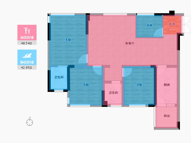 四川省-成都市-天府云城C区-80.21-户型库-动静分区