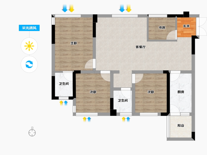 四川省-成都市-天府云城C区-80.21-户型库-采光通风