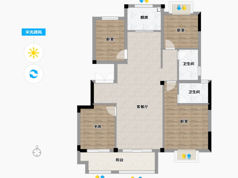 安徽省-宣城市-郎溪今创 香悦荣府-102.00-户型库-采光通风