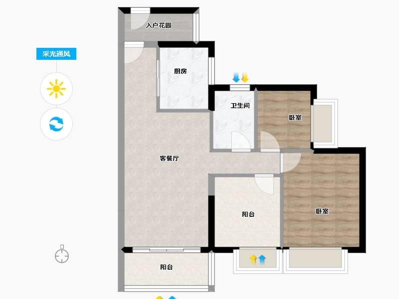 广东省-广州市-时代龙湖云来之城-66.71-户型库-采光通风