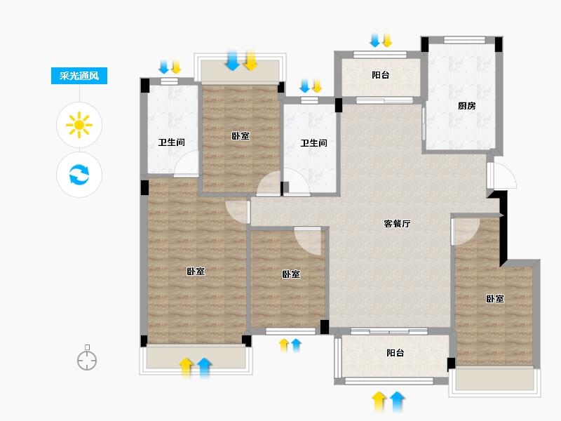 湖南省-衡阳市-衡阳罗马都市-113.82-户型库-采光通风