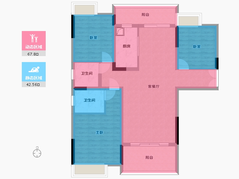 贵州省-遵义市-金谷天成-98.25-户型库-动静分区