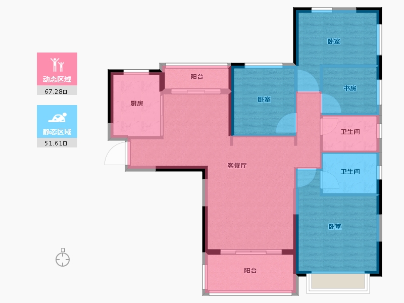 湖南省-怀化市-怀化恒大帝景-107.70-户型库-动静分区