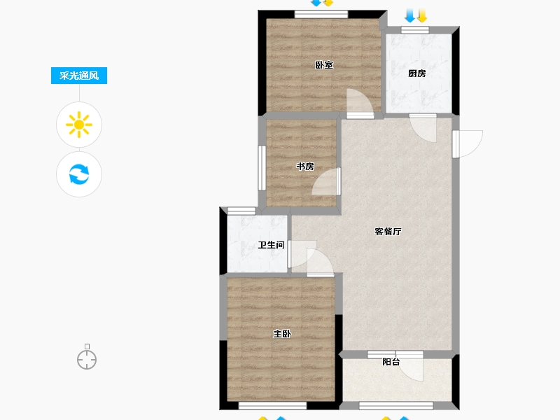 湖北省-武汉市-远洋世界3期悦璟湾-75.00-户型库-采光通风