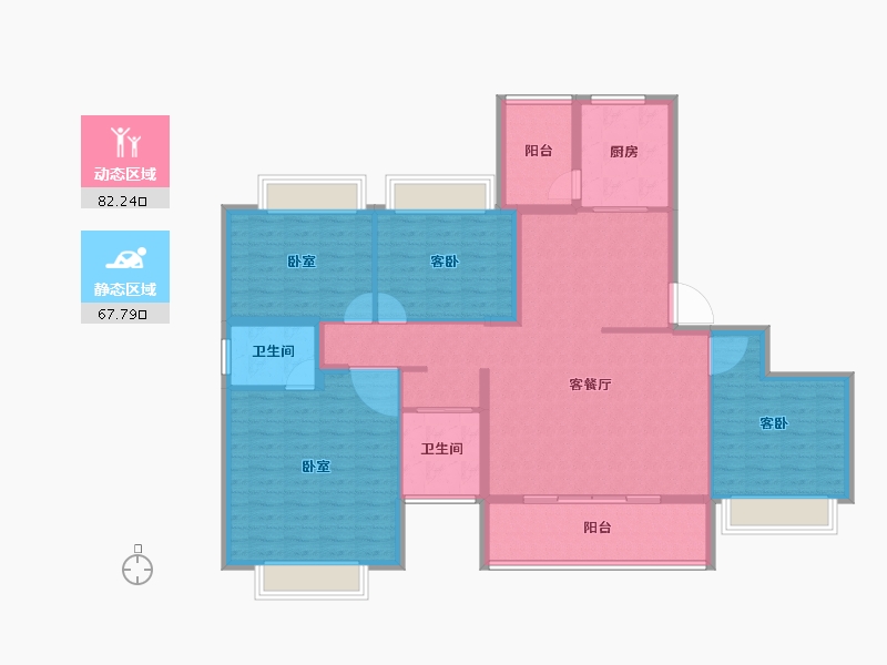 湖南省-常德市-鑫湖缘·时代广场-136.22-户型库-动静分区