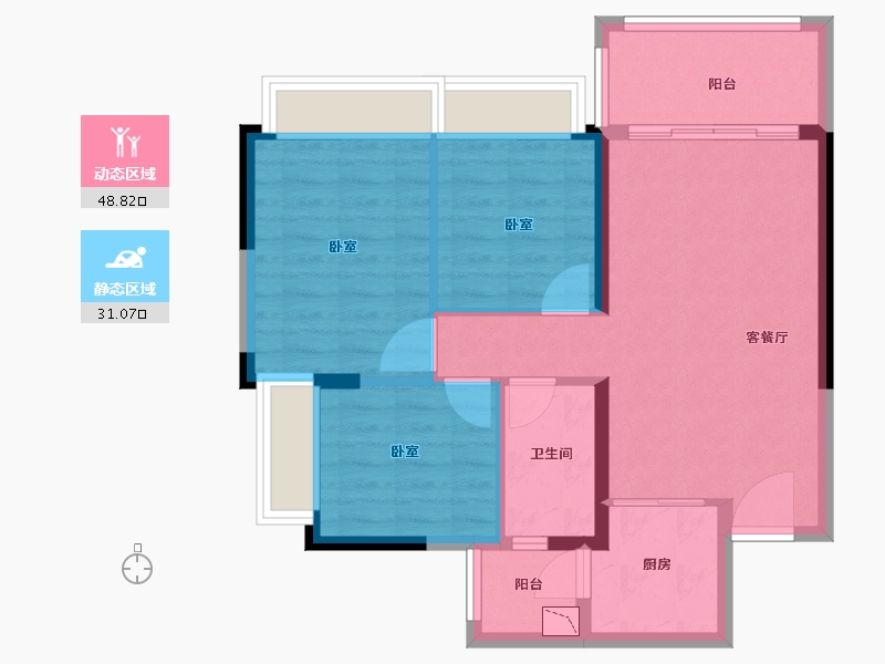 广东省-广州市-敏捷绿湖首府-70.99-户型库-动静分区