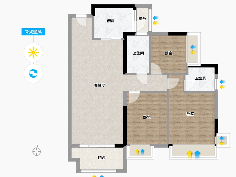 广东省-梅州市-勇兴亲水湾-88.11-户型库-采光通风