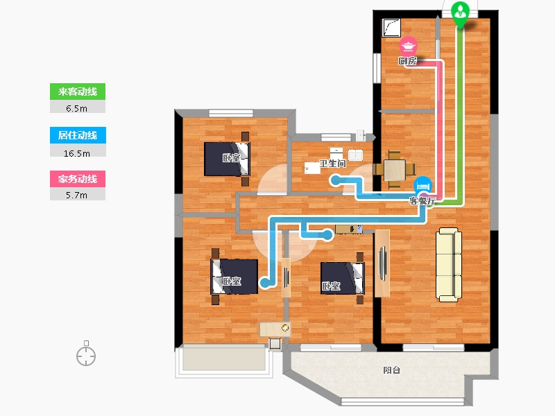 江苏省-宿迁市-碧桂园·翘楚棠-85.00-户型库-动静线