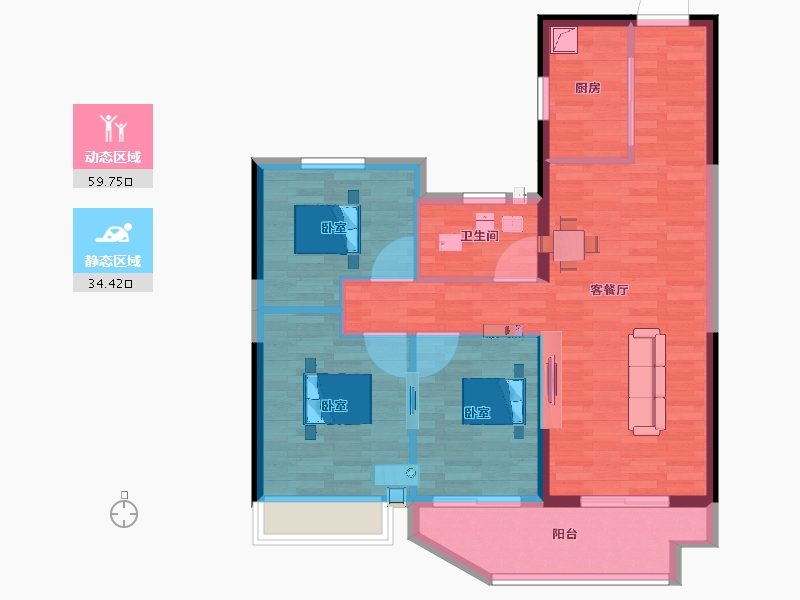 江苏省-宿迁市-碧桂园·翘楚棠-85.00-户型库-动静分区