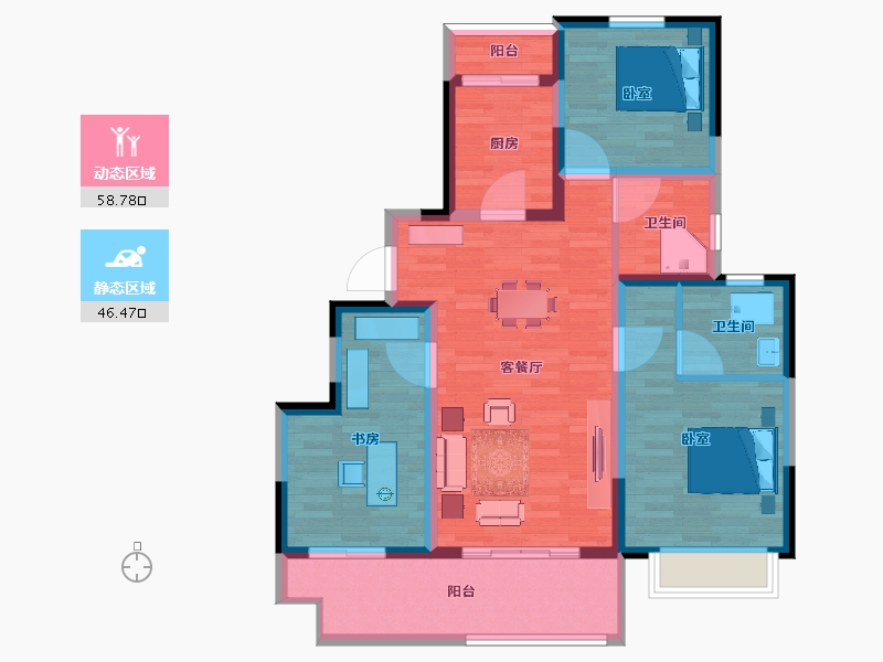 江苏省-宿迁市-都会之光-94.00-户型库-动静分区