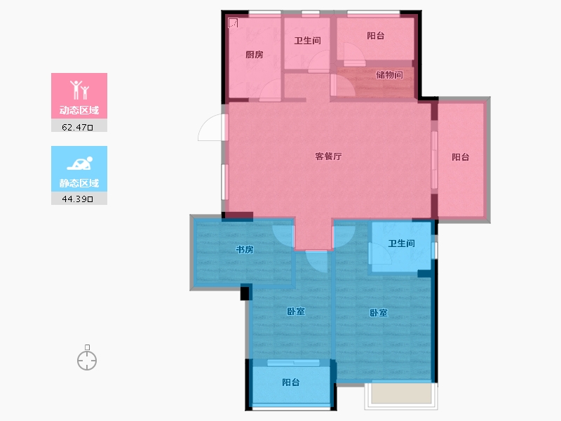 湖南省-衡阳市-衡阳罗马都市-96.00-户型库-动静分区