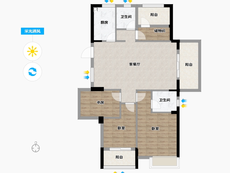 湖南省-衡阳市-衡阳罗马都市-96.00-户型库-采光通风