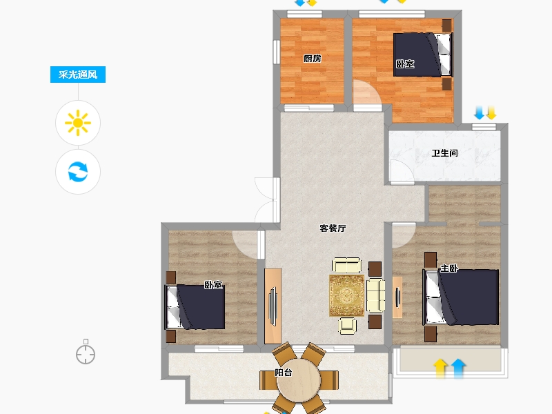 江苏省-宿迁市-博大学府国际-92.01-户型库-采光通风