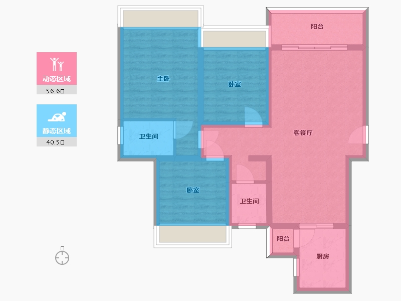 贵州省-遵义市-飞洋梦想城华府-85.99-户型库-动静分区