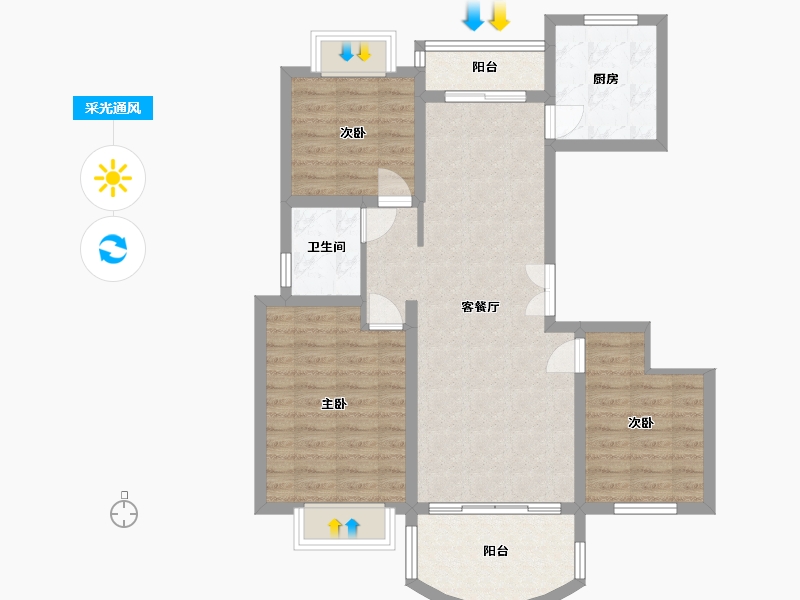 河南省-信阳市-泰阳辰-85.89-户型库-采光通风