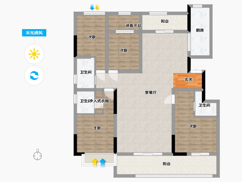 河南省-周口市-君达东方-128.77-户型库-采光通风