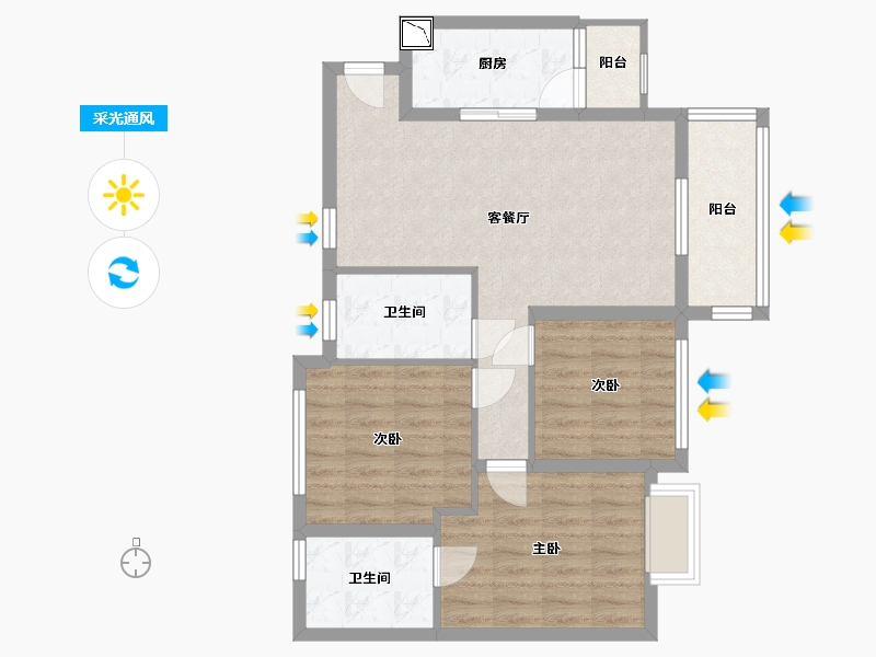 四川省-成都市-昌建星悦城-77.73-户型库-采光通风