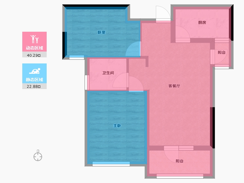 湖北省-武汉市-远洋世界3期悦璟湾-55.69-户型库-动静分区