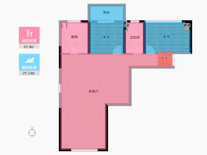 湖南省-衡阳市-弘阳昕悦府-80.61-户型库-动静分区