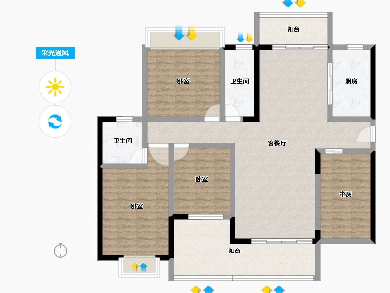 湖南省-衡阳市-碧水湾-125.43-户型库-采光通风