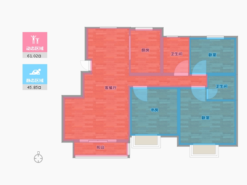 山东省-济宁市-书香水岸-95.99-户型库-动静分区