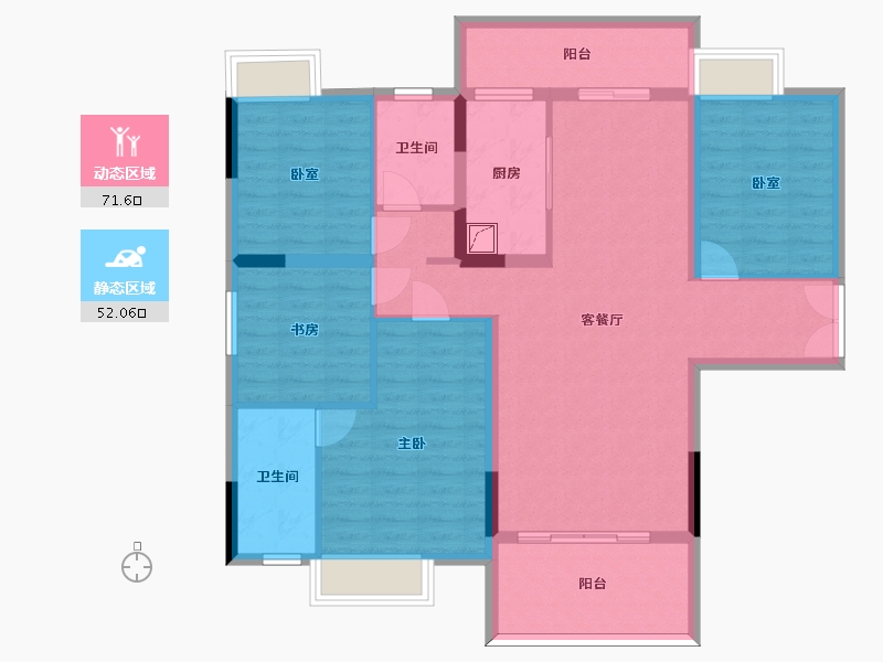 贵州省-遵义市-金谷天成-110.58-户型库-动静分区