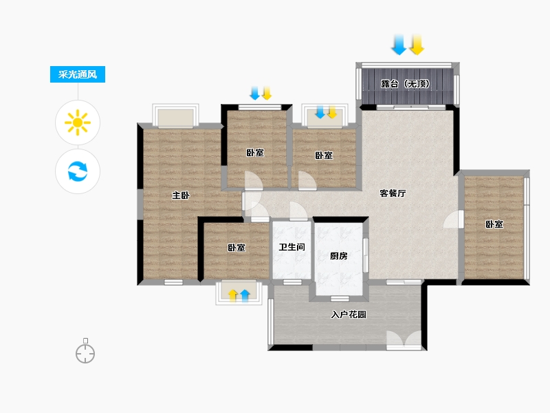 广西壮族自治区-玉林市-中建伴山壹号-122.63-户型库-采光通风