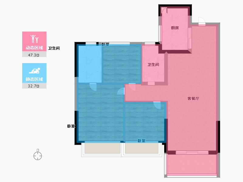 浙江省-嘉兴市-龙光•玖台花苑-71.00-户型库-动静分区