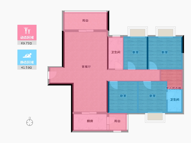 广东省-梅州市-兴宁胜雄花园-100.18-户型库-动静分区