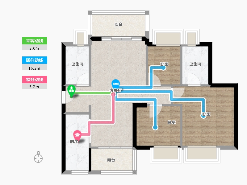 广东省-广州市-时代龙湖云来之城-71.42-户型库-动静线